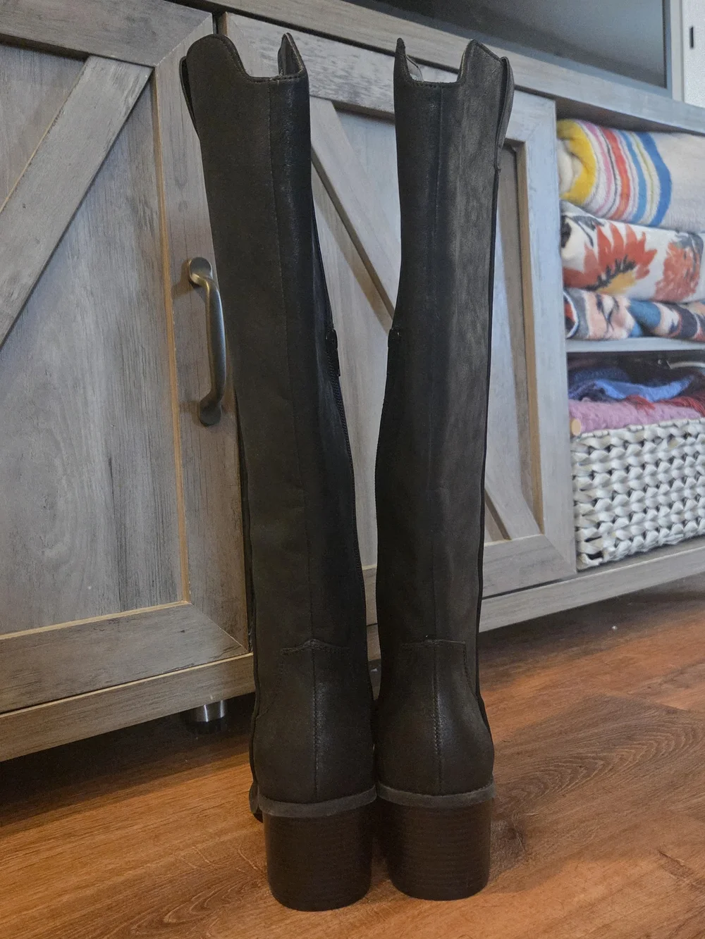 Maurices Claudia Womens Black Wide Calf Faux Suede Block Heel Tall Boots Sz 9 - Picture 6 of 10